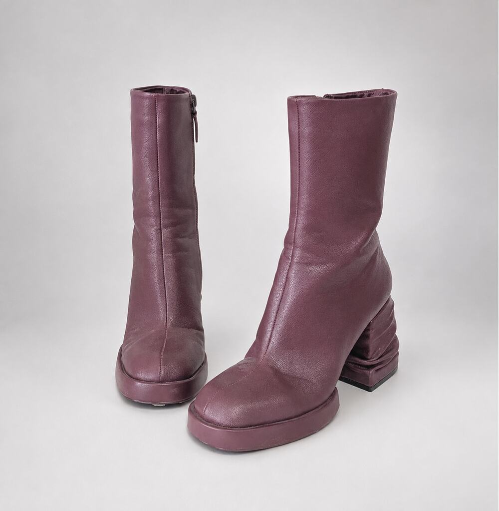 JW Pei Saylor Round Toe Platform Ankle Boots Womens 7.5 Purple Vegan Leather